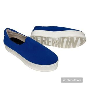 Opening Ceremony Fabric Sneakers Ribbed Platform Shoe Royal Blue EU Size 39